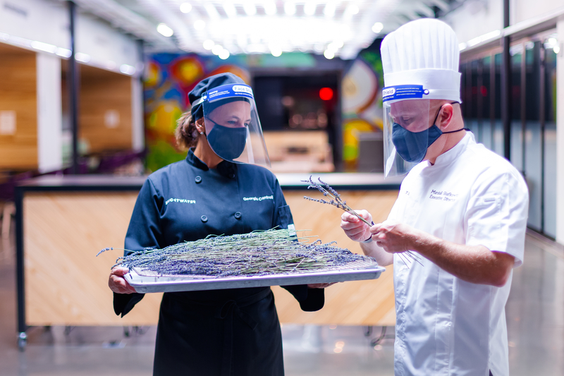 Brightwater Female Student and Male Chef Instructor Brightwater Female Student and Male Chef Instructor