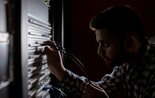 person working on a server