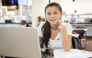 A Woman Sitting in Front of a Laptop