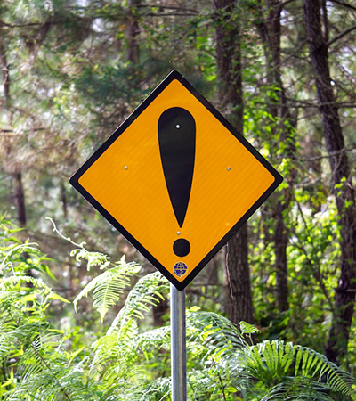 Yellow Diamond-Shaped Sign with Exclamation Point Yellow Diamond-Shaped Sign with Exclamation Point