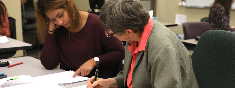 Female Student and Female Tutor Working on a Math Problem Female Student and Female Tutor Working on a Math Problem